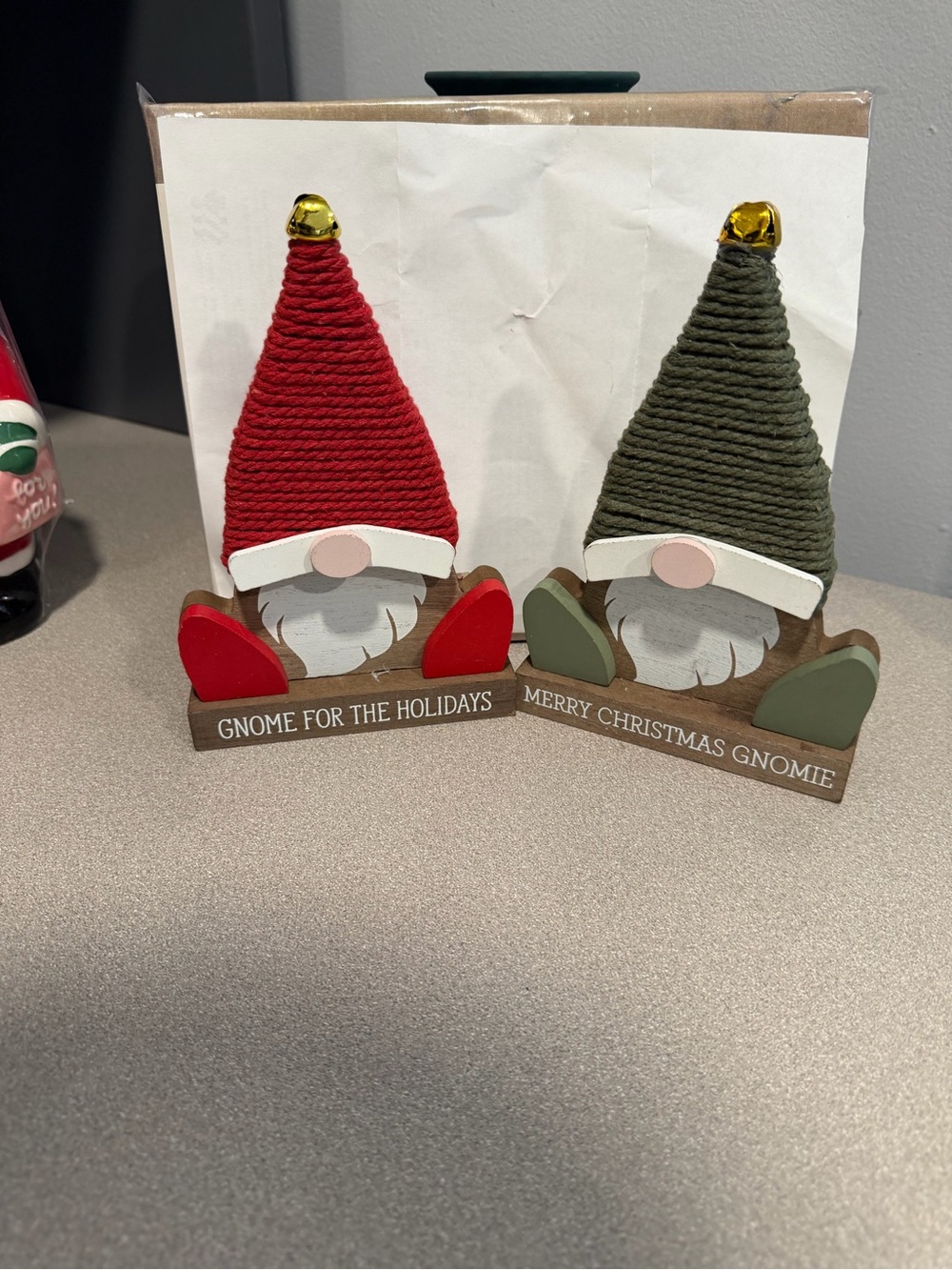 Pier 1 import Christmas Decor Merry Christmas gnomie Table top set of 2